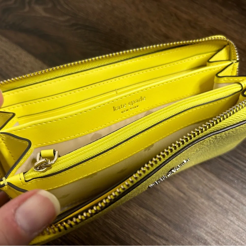 Kate Spade Accordion‎ Zip Around Leather Wallet Yellow
